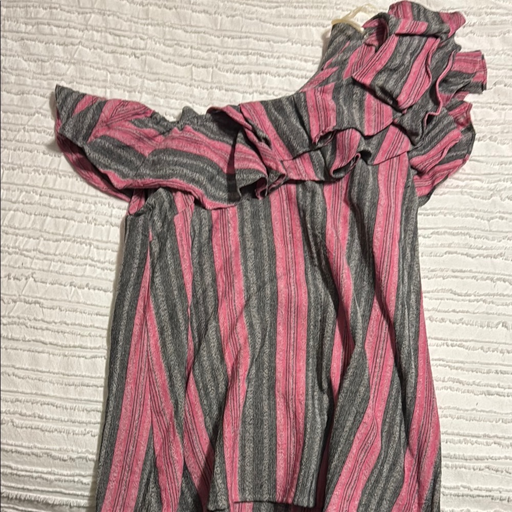 Entro Pink and Gray Striped Tank Top